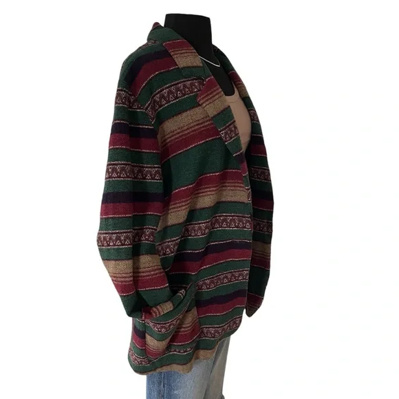 Vintage Southwestern stripe cotton blend blazer single breasted M - Picture 3 of 14